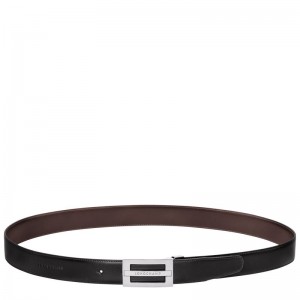 Men Longchamp Delta Box Belt Black / Beige | Thailand-413SHYEZT