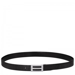 Men Longchamp Delta Box Belt Black | Thailand-814MGAQFO