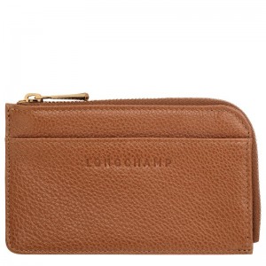 Men Longchamp Le Foulonné Card Holder Brown | Thailand-278KSCFYQ