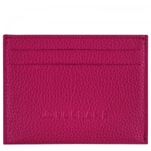 Men Longchamp Le Foulonné Card Holder Fuchsia | Thailand-057PJDZAU