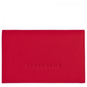 Men Longchamp Le Foulonné Card Holder Red | Thailand-439UEGPIR
