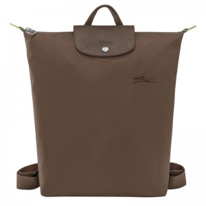 Men Longchamp Le Pliage Green M Backpack Dark Brown | Thailand-097KWEOQX