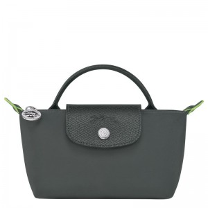 Men Longchamp Le Pliage Green With Handle Pouch Deep Grey | Thailand-265FNUMYR