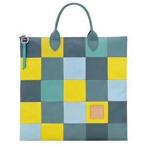 Men Longchamp Re-play L Handbag Blue / Yellow | Thailand-067FQEIJK