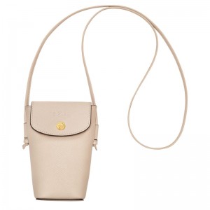 Men Longchamp Épure With Leather Lace Phone Case Beige | Thailand-021ZVCDGU
