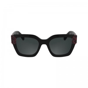 Women Longchamp Acetate Sunglasses Black / Red | Thailand-965JRZUGW