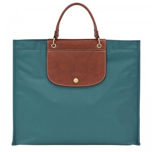 Women Longchamp Cabas L Tote Bag Blue Green | Thailand-190OGLVQZ