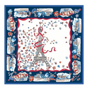 Women Longchamp Equestrian Tower 50 Scarf Cream | Thailand-659JNOCMK