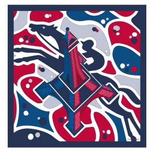 Women Longchamp Equestrian Tower 70 Scarf Red / Navy | Thailand-569KYLOVA