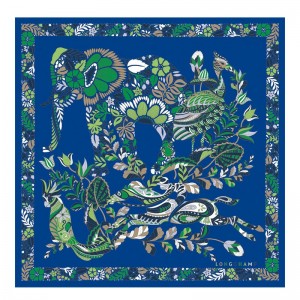 Women Longchamp Forêt 50 Scarf Light Blue | Thailand-835HPZUFN