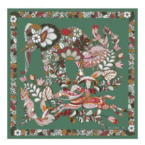 Women Longchamp Forêt 50 Scarf Olive | Thailand-402SULVTA
