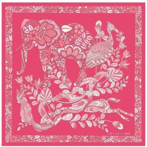 Women Longchamp Forêt 50 Scarf Pink | Thailand-021ZAQTCK