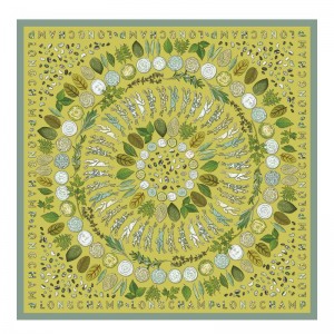 Women Longchamp Herbarium 90 Scarf Green | Thailand-650VSEBUQ