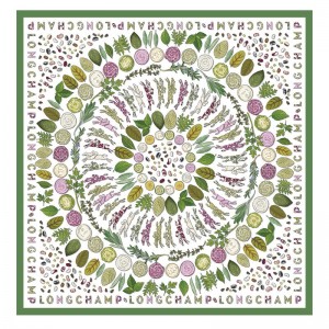 Women Longchamp Herbarium 90 Scarf Green | Thailand-561URSQKX