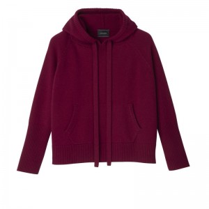 Women Longchamp Hoodie Jumper Dark Red | Thailand-256YSJTIQ