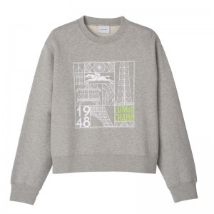 Women Longchamp Jersey Sweatshirt Grey | Thailand-762WAEKIY