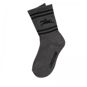 Women Longchamp Knit Socks Dark Grey | Thailand-364KEBICV