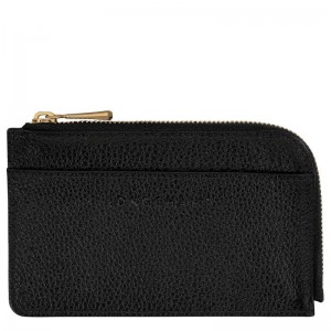Women Longchamp Le Foulonné Card Holder Black | Thailand-560MRVBUN
