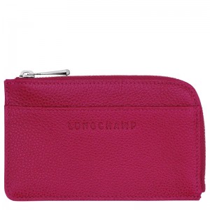 Women Longchamp Le Foulonné Card Holder Dark Pink | Thailand-350EYDUFZ