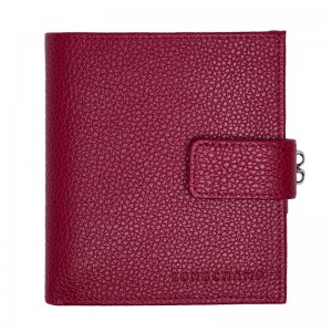 Women Longchamp Le Foulonné Compact Wallet Dark Pink | Thailand-871FRLSVY