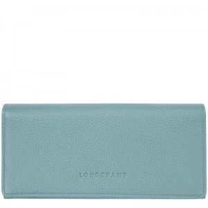 Women Longchamp Le Foulonné Continental Wallet Blue | Thailand-973RTUYAM