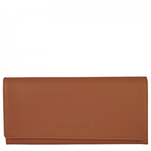 Women Longchamp Le Foulonné Continental Wallet Brown | Thailand-842OYPJAN