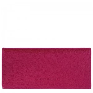Women Longchamp Le Foulonné Continental Wallet Dark Pink | Thailand-913CKRSHF