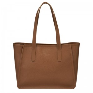 Women Longchamp Le Foulonné L Tote Bag Brown | Thailand-563YEGUDO