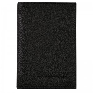 Women Longchamp Le Foulonné Passport Holder Black | Thailand-901ODYKUH