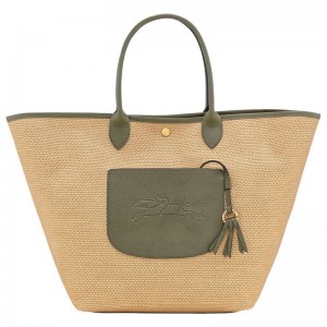 Women Longchamp Le Pliage Collection L Basket Tote Bag Brown / Olive | Thailand-368YFSOBI