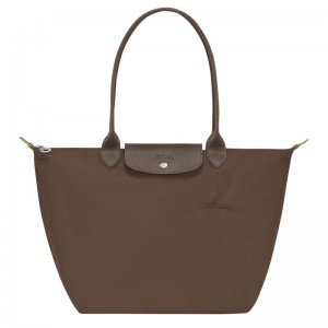 Women Longchamp Le Pliage Green L Tote Bag Dark Brown | Thailand-673XAVGWC