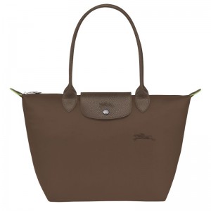 Women Longchamp Le Pliage Green M Tote Bag Dark Brown | Thailand-045HLXKMF