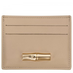 Women Longchamp Le Roseau Card Holder Beige | Thailand-394MSAJXP