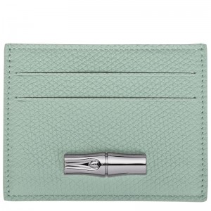 Women Longchamp Le Roseau Card Holder Blue Green | Thailand-325UTQLER