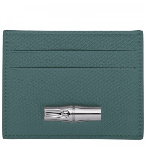Women Longchamp Le Roseau Card Holder Blue Green | Thailand-906USONBF
