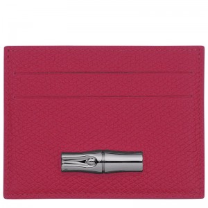 Women Longchamp Le Roseau Card Holder Dark Pink | Thailand-834MOALYT