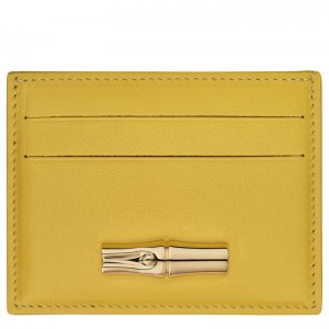 Women Longchamp Le Roseau Card Holder Yellow | Thailand-853ASVXWQ