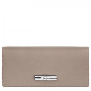 Women Longchamp Le Roseau Flap Wallet Beige | Thailand-947HATGJN