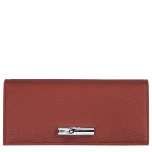 Women Longchamp Le Roseau Flap Wallet Brown | Thailand-803ETMRYG