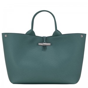 Women Longchamp Le Roseau L Handbag Blue Green | Thailand-817IUNXDQ