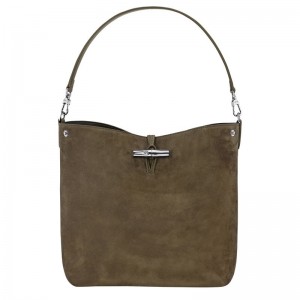 Women Longchamp Le Roseau M Hobo Bag Olive | Thailand-396DYIVOW