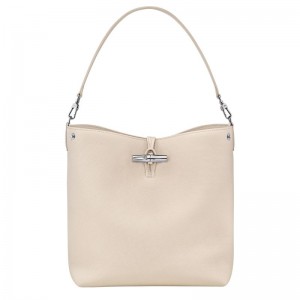 Women Longchamp Le Roseau M Shoulder Bag Beige | Thailand-357VKLSYI