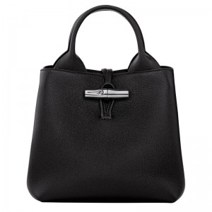Women Longchamp Le Roseau S Handbag Black | Thailand-756SDUXEN