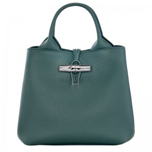 Women Longchamp Le Roseau S Handbag Blue Green | Thailand-912IAVORD
