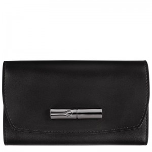Women Longchamp Le Roseau Wallet Black | Thailand-294IWAYDV