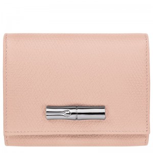 Women Longchamp Le Roseau Wallet Rose | Thailand-042RMNEWS