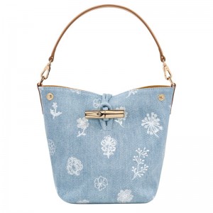 Women Longchamp Le Roseau Xs Bucket Bag Blue | Thailand-612CSHEFO
