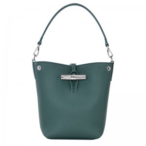 Women Longchamp Le Roseau Xs Bucket Bag Blue Green | Thailand-654UTXEFK