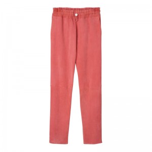 Women Longchamp Leather Straight Pants Pink | Thailand-139QPKFOT