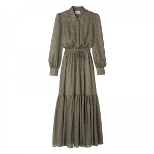 Women Longchamp Long Dress Green | Thailand-679AEBMZO